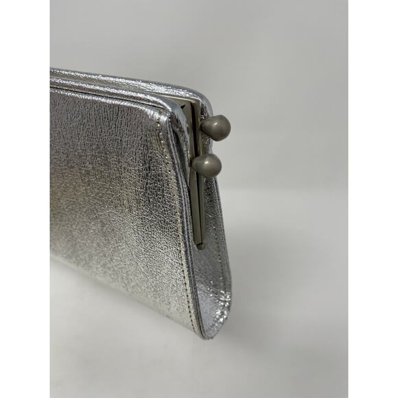 Vintage 1950s Side Kiss Lock Silver Clutch Handbag - Picture 3 of 8